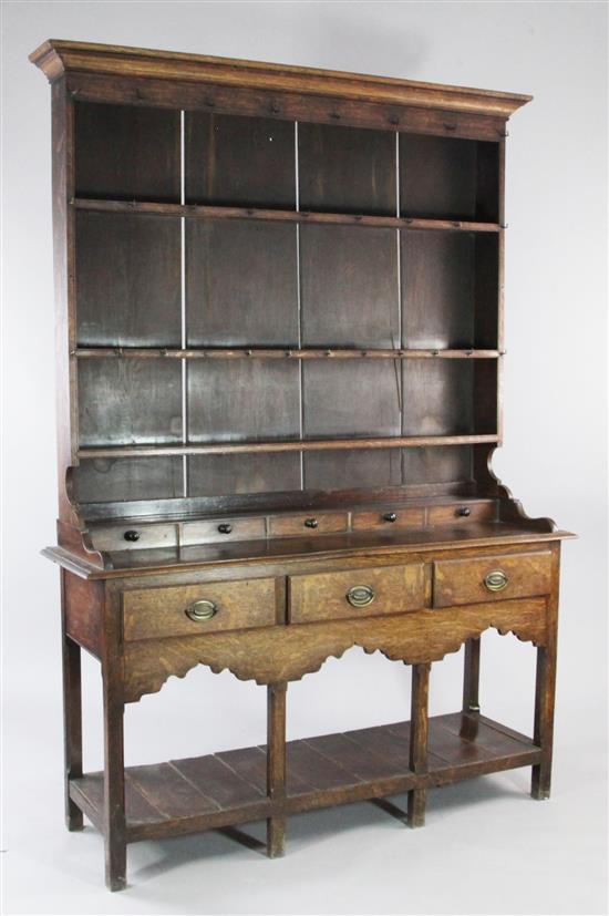 An 18th century oak dresser, W.4ft 8in.